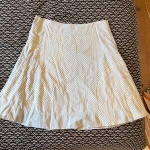 Anthropologie floret light blue Cream A-Line Skirt with Geometric Pattern